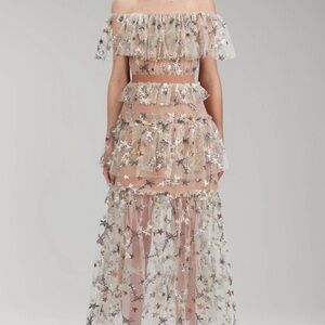 Self-Portrait Beige Midi Dress